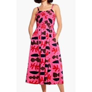 NIC + ZOE Cutout Crush Dress Pink/Red/Black Midi  Sz Large